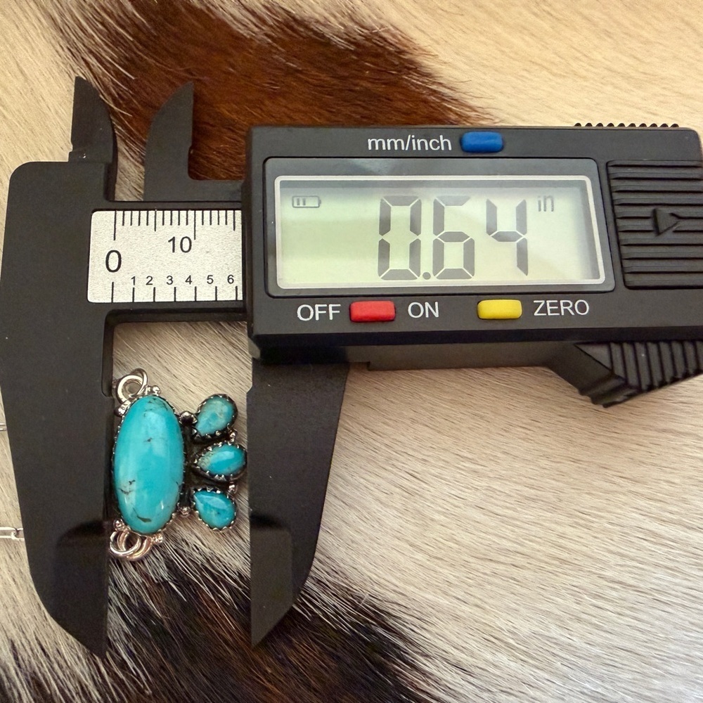 ❤️ Kingman Turquoise 4 Stone Pendant 925 Sterling 16+2” Adj Paper Clip Necklace - Picture 13 of 15
